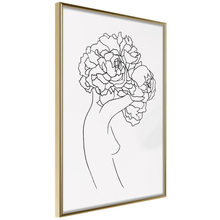 Wall Poster Gardener - abstract line art of a woman with flowers on a white background 132206 additionalImage 12