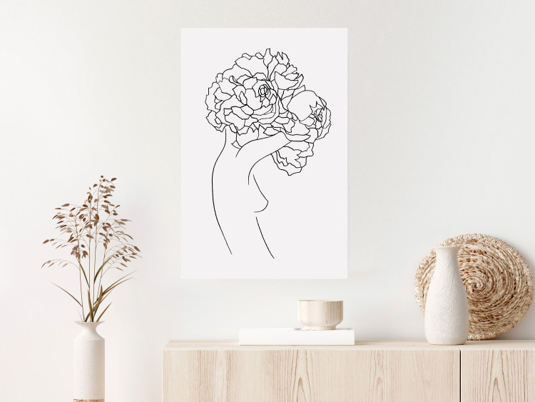 Wall Poster Gardener - abstract line art of a woman with flowers on a white background 132206 additionalImage 4