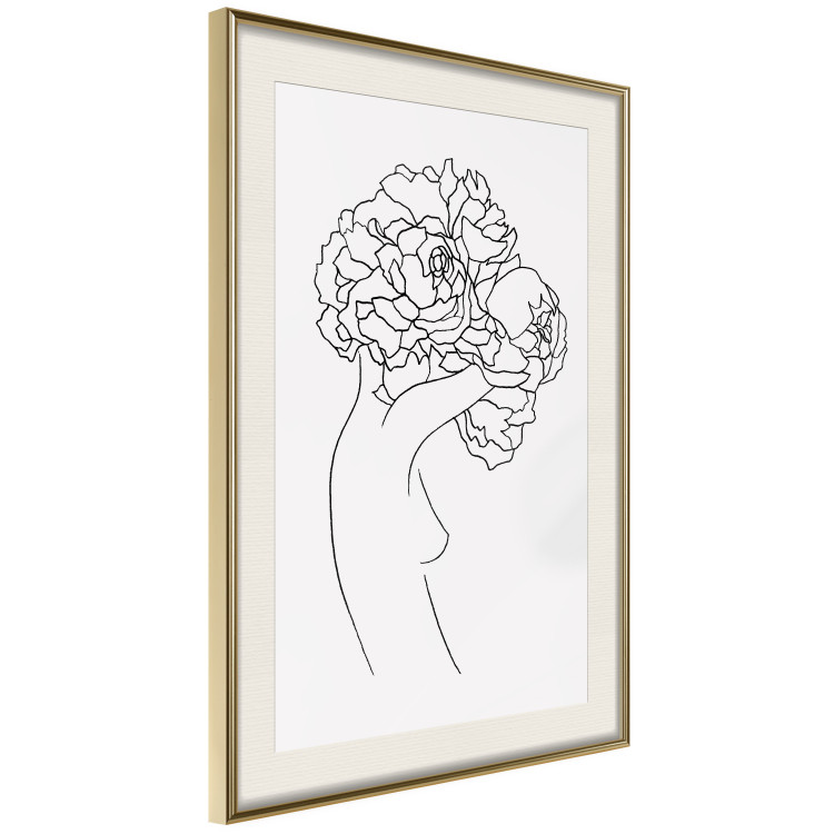 Wall Poster Gardener - abstract line art of a woman with flowers on a white background 132206 additionalImage 3