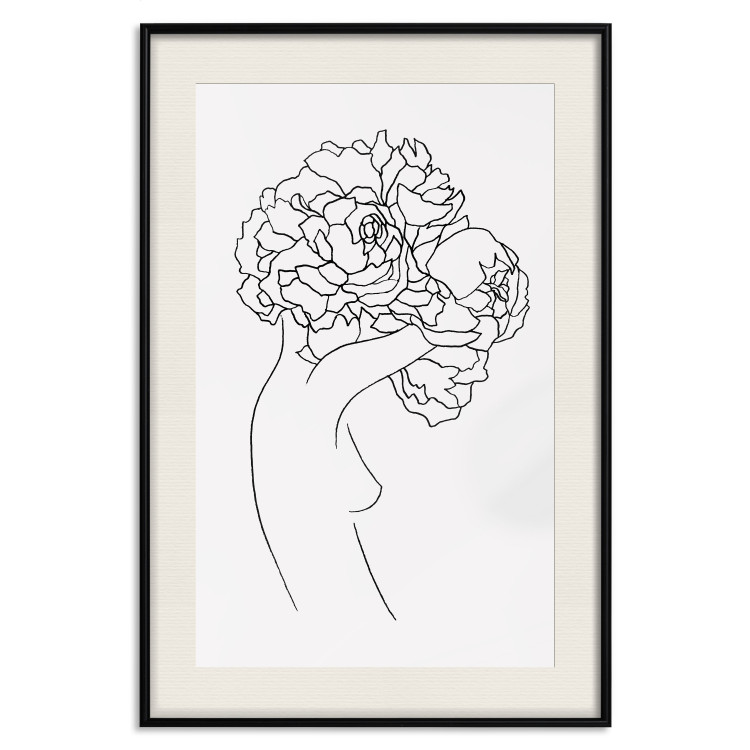 Wall Poster Gardener - abstract line art of a woman with flowers on a white background 132206 additionalImage 19