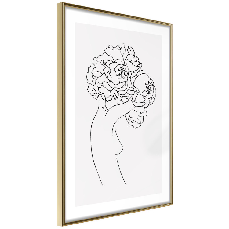 Wall Poster Gardener - abstract line art of a woman with flowers on a white background 132206 additionalImage 7