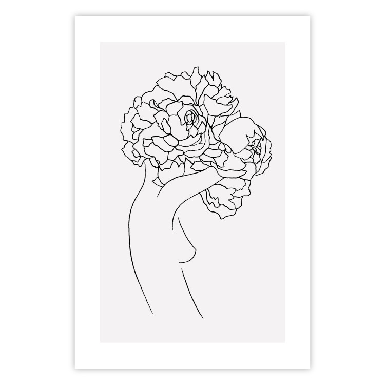 Wall Poster Gardener - abstract line art of a woman with flowers on a white background 132206 additionalImage 25