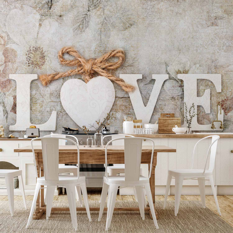 Photo Wallpaper Love - inscription in English on a light background with a delicate flower motif 134406 additionalImage 6