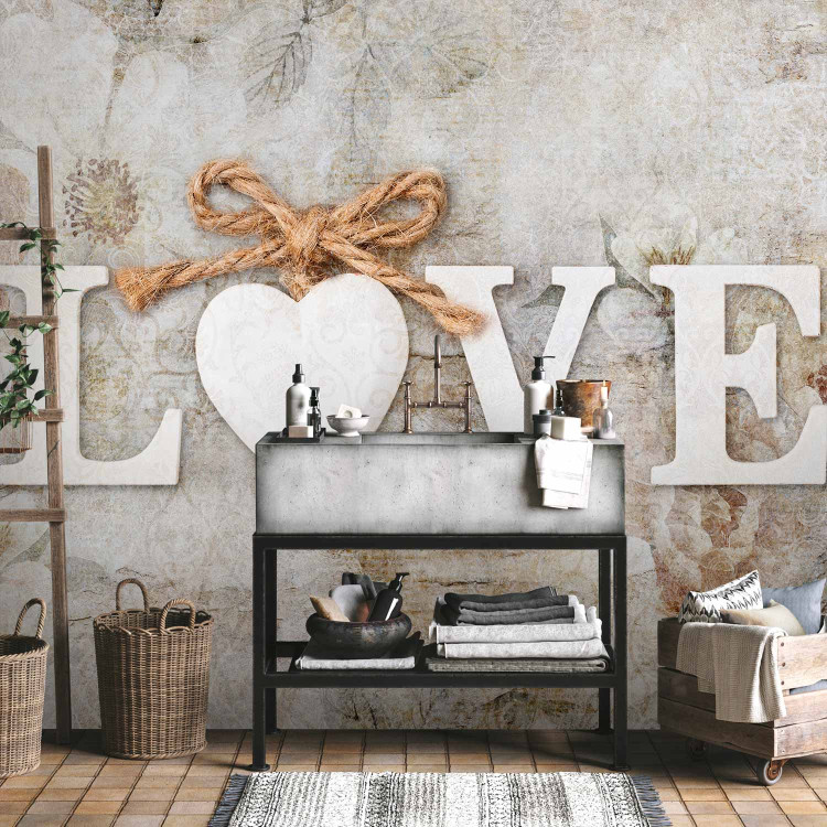 Photo Wallpaper Love - inscription in English on a light background with a delicate flower motif 134406 additionalImage 8