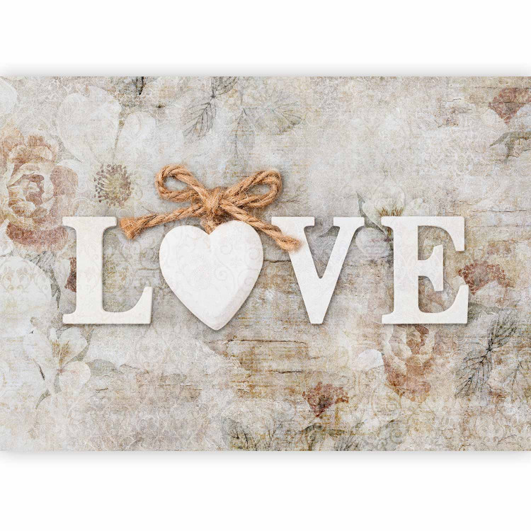 Photo Wallpaper Love - inscription in English on a light background with a delicate flower motif 134406 additionalImage 1