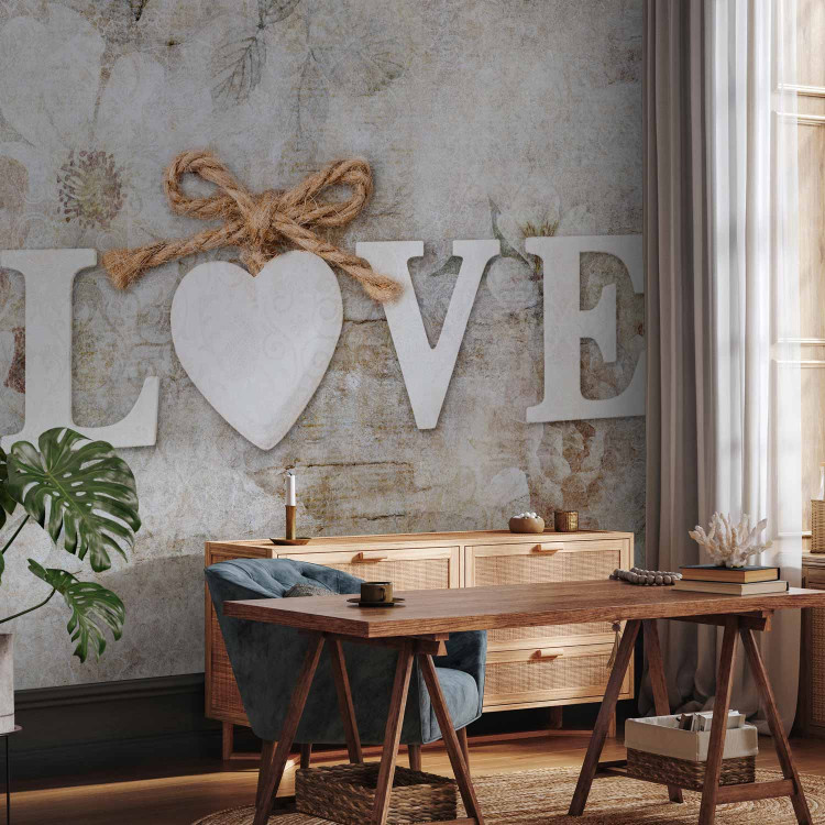 Photo Wallpaper Love - inscription in English on a light background with a delicate flower motif 134406 additionalImage 4