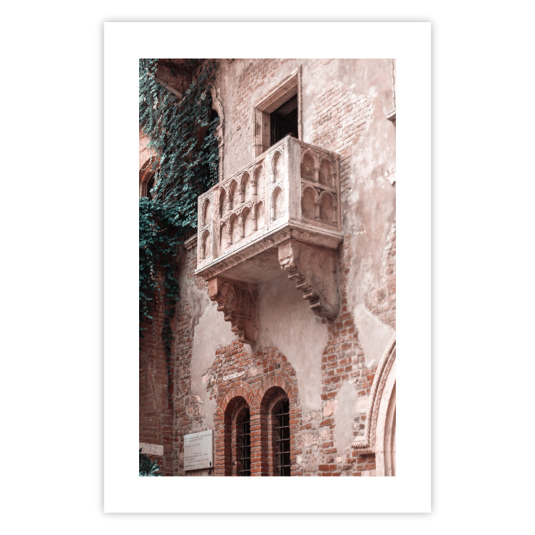 Poster Juliet's Balcony - architecture of red bricks against the backdrop of an Italian town 135906 additionalImage 18