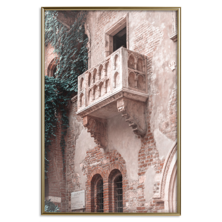 Poster Juliet's Balcony - architecture of red bricks against the backdrop of an Italian town 135906 additionalImage 26