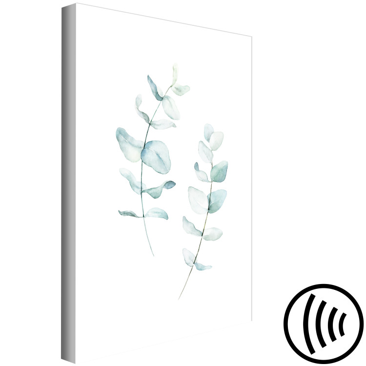 Canvas Art Print Two green twigs with leaves - a stylized watercolor composition 136006 additionalImage 6