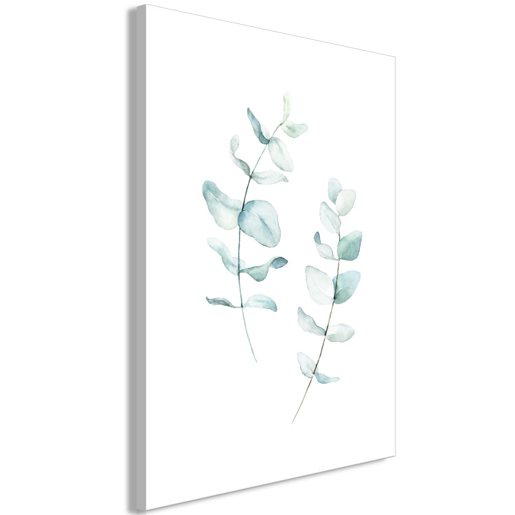 Canvas Art Print Two green twigs with leaves - a stylized watercolor composition 136006 additionalImage 2