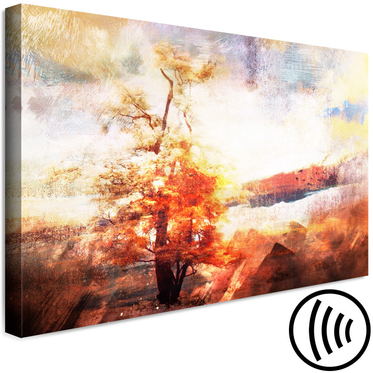 Canvas Art Print Fiery Nature (1-piece) Wide - warm landscape with a tree 138306 additionalImage 6