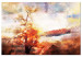 Canvas Art Print Fiery Nature (1-piece) Wide - warm landscape with a tree 138306