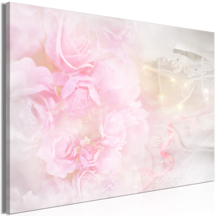 Canvas Print In Pink Tone (1-piece) wide - pink flowers amidst lace 138506 additionalImage 2
