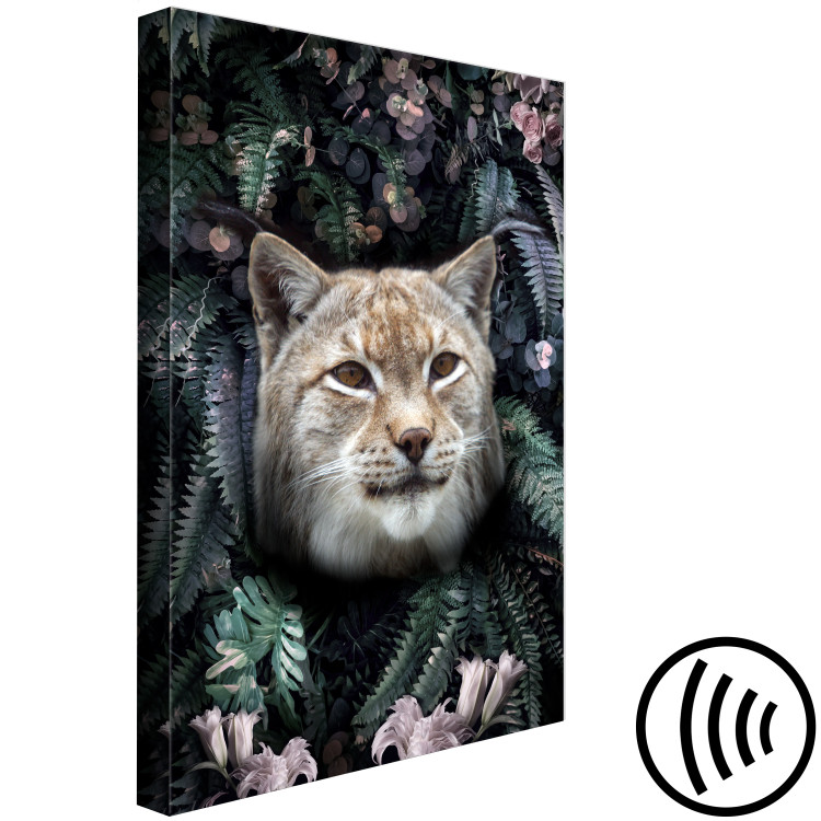 Canvas Print Lynx in Flowers (1-piece) Vertical - wild cat and plant motif 138606 additionalImage 6