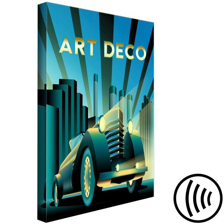 Canvas Print Retro Car (1-piece) Vertical - car and golden art deco writing 143206 additionalImage 6