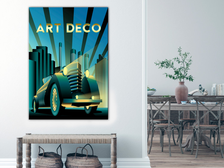 Canvas Print Retro Car (1-piece) Vertical - car and golden art deco writing 143206 additionalImage 3