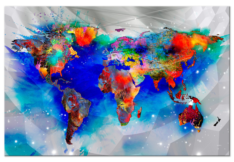 Canvas Print World of Colors (1-piece) Wide - colorful world map and abstraction 143706
