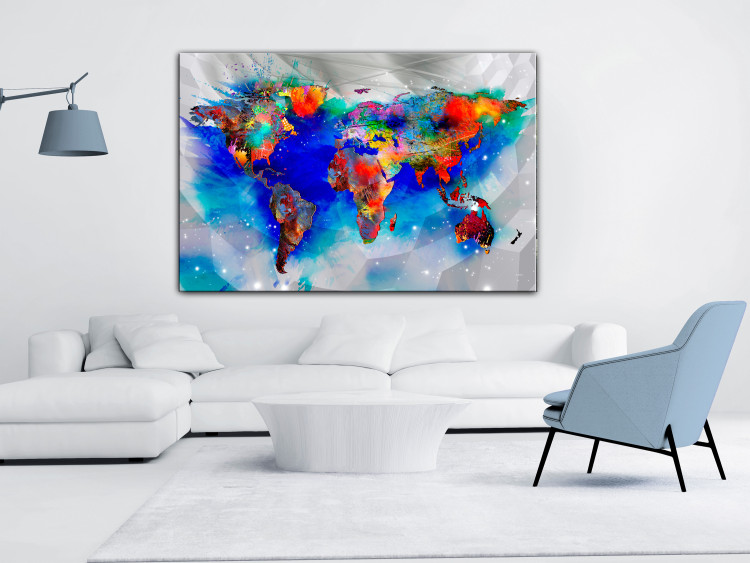 Canvas Print World of Colors (1-piece) Wide - colorful world map and abstraction 143706 additionalImage 3