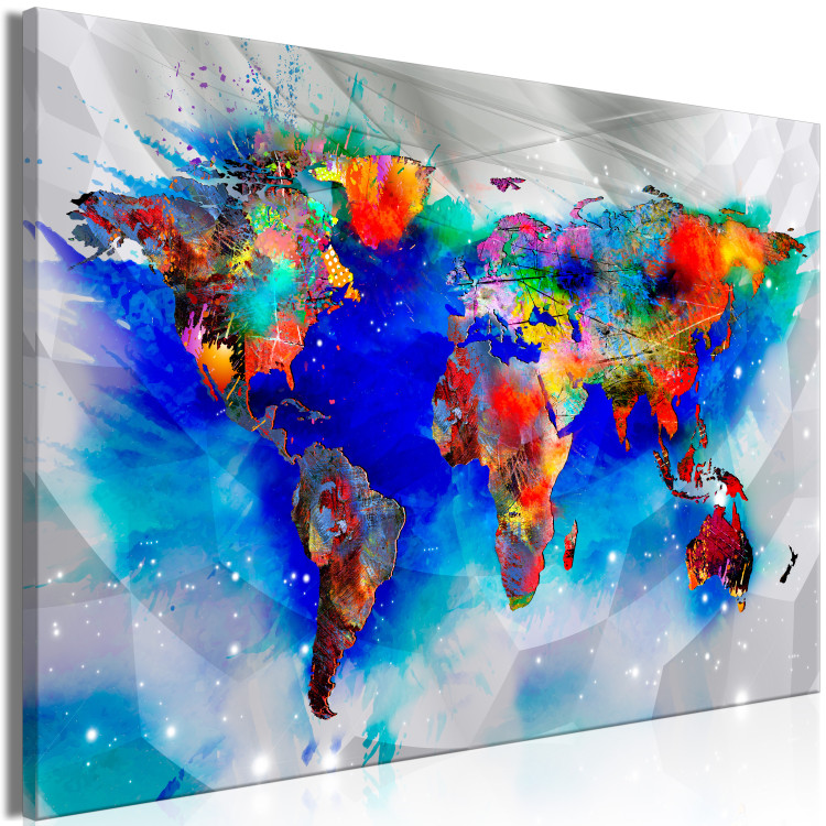 Canvas Print World of Colors (1-piece) Wide - colorful world map and abstraction 143706 additionalImage 2