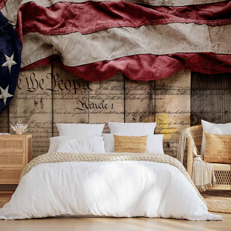 Photo Wallpaper American Glory - USA Flag on Wooden Boards 145206 additionalImage 2