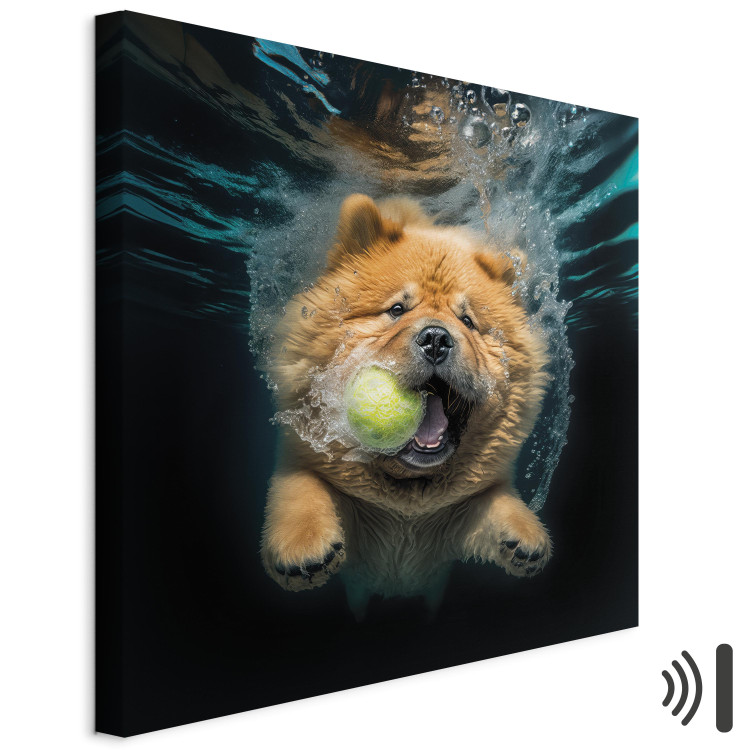 Canvas Print AI Dog Chow Chow - Floating Animal With a Ball in Its Mouth - Square 150206 additionalImage 8
