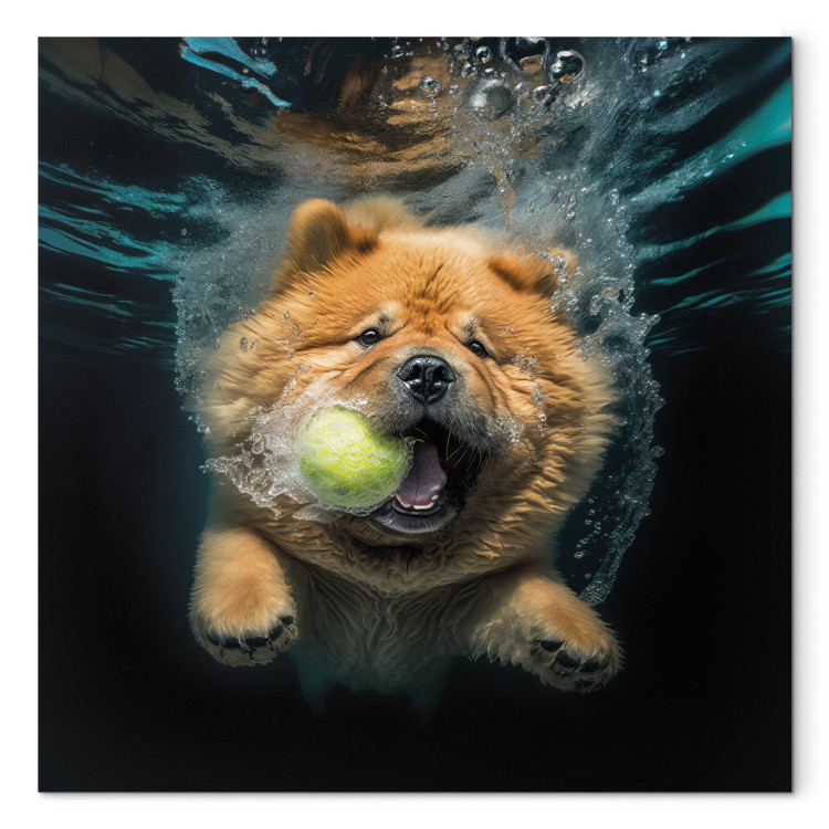 Canvas Print AI Dog Chow Chow - Floating Animal With a Ball in Its Mouth - Square 150206 additionalImage 7
