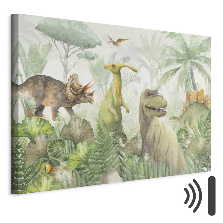 Canvas Print Dinosaurs - Watercolor Reptiles in the Prehistoric Green Jungle 151206 additionalImage 8
