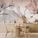 Wall Mural Leaf Outlines - Linear Composition on a Subdued Abstract Background 151906 additionalThumb 6