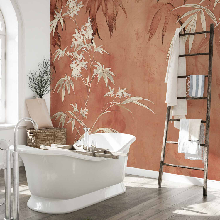 Wall Mural Leaves on the Wall - Composition With Plants on a Background in Terracotta Color 160006 additionalImage 8