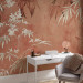 Wall Mural Leaves on the Wall - Composition With Plants on a Background in Terracotta Color 160006 additionalThumb 4