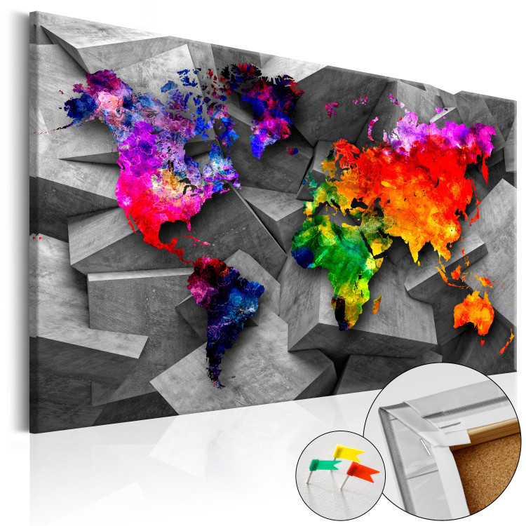 Decorative Pinboard Cubic World [Cork Map] 93806