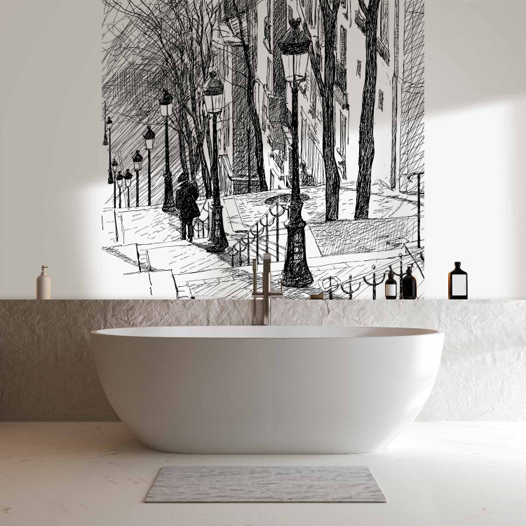 Photo Wallpaper Montmartre staircase - black and white sketch of Paris' urban architecture 97206 additionalImage 8