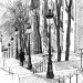 Photo Wallpaper Montmartre staircase - black and white sketch of Paris' urban architecture 97206 additionalThumb 1