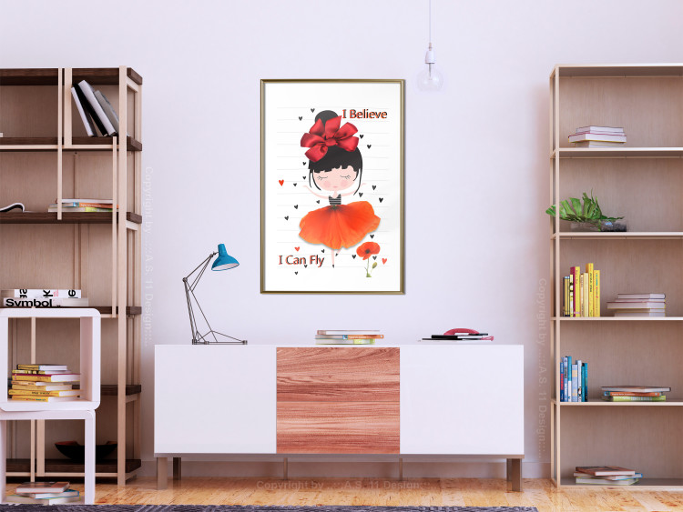 Poster I believe I can fly - girl in a poppy dress and English text 114416 additionalImage 13