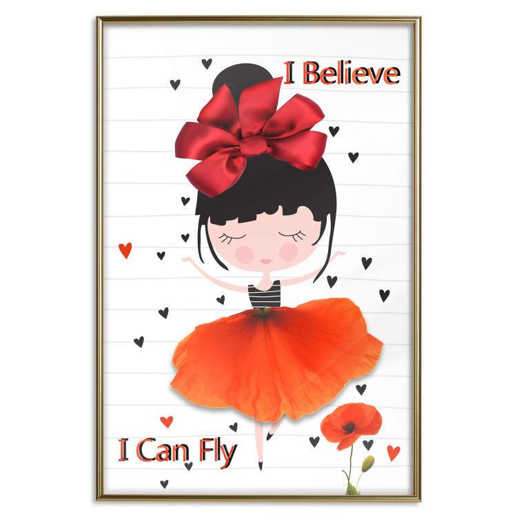 Poster I believe I can fly - girl in a poppy dress and English text 114416 additionalImage 14