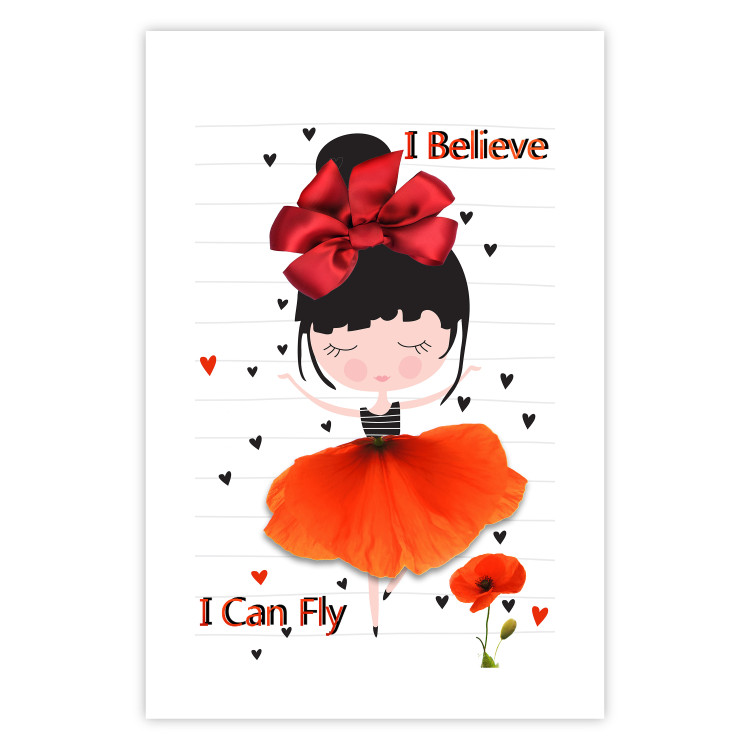 Poster I believe I can fly - girl in a poppy dress and English text 114416 additionalImage 18
