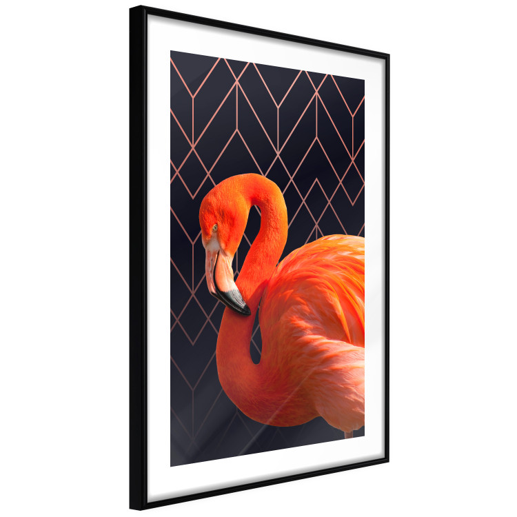 Wall Poster Flamingo Solo - composition with an orange bird on a geometric background 115316 additionalImage 11