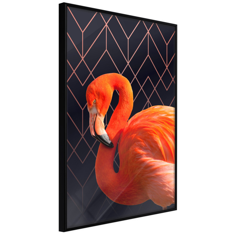 Wall Poster Flamingo Solo - composition with an orange bird on a geometric background 115316 additionalImage 10