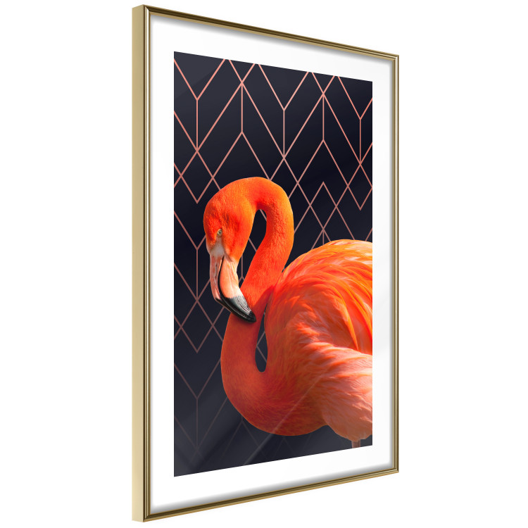 Wall Poster Flamingo Solo - composition with an orange bird on a geometric background 115316 additionalImage 6