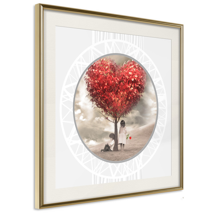 Poster Children under the tree (square) - leaves forming a heart shape 116416 additionalImage 2