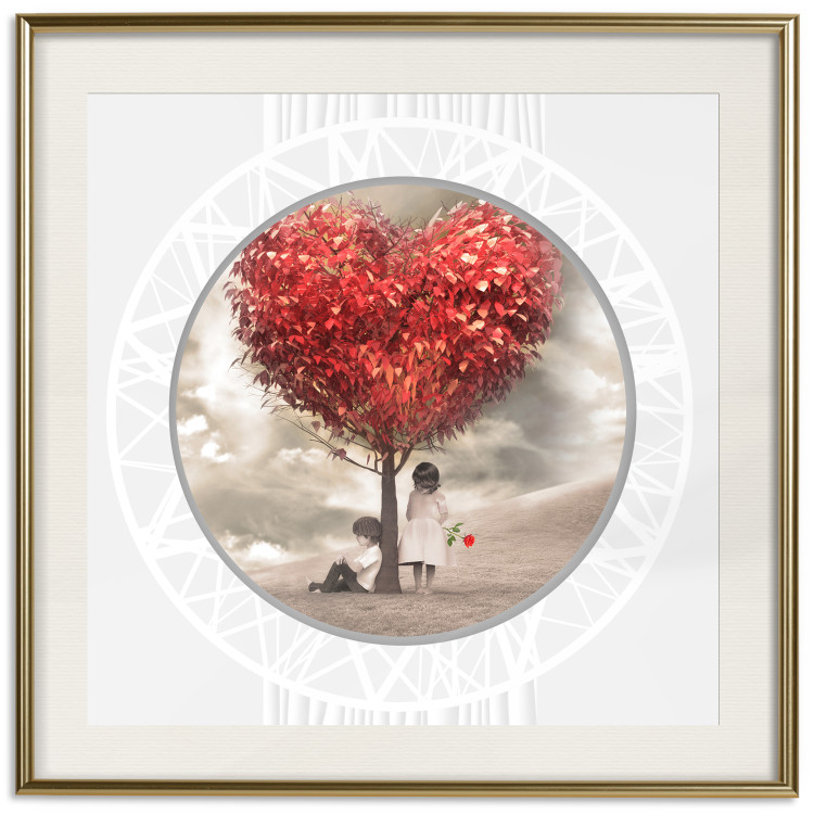Poster Children under the tree (square) - leaves forming a heart shape 116416 additionalImage 19