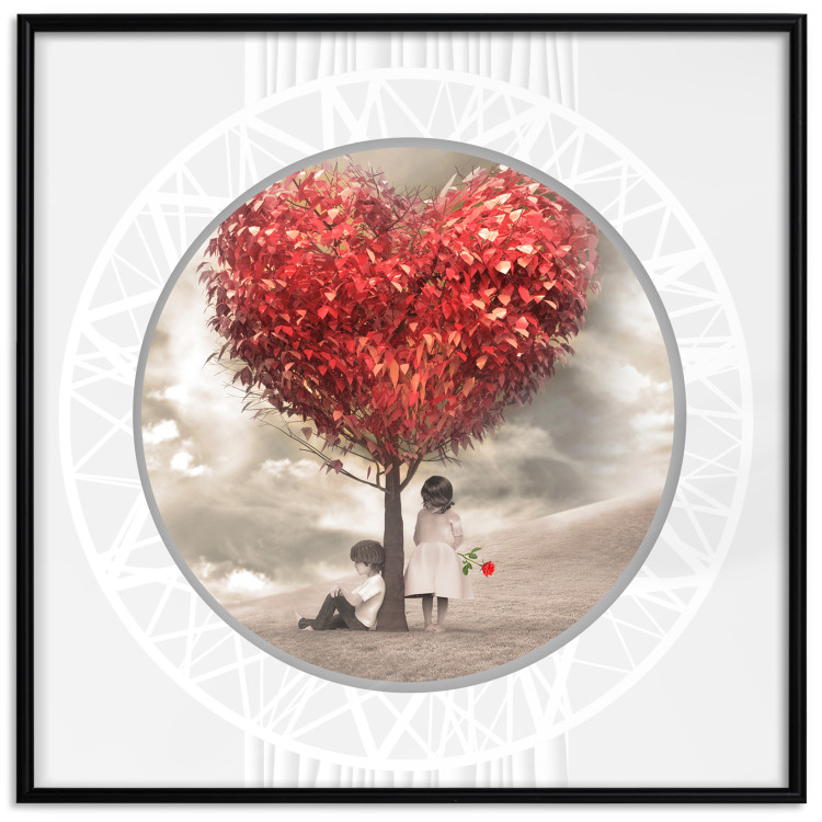 Poster Children under the tree (square) - leaves forming a heart shape 116416 additionalImage 18