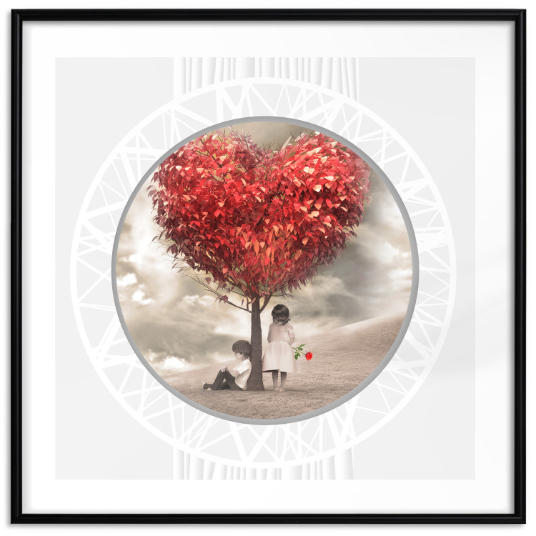 Poster Children under the tree (square) - leaves forming a heart shape 116416 additionalImage 17