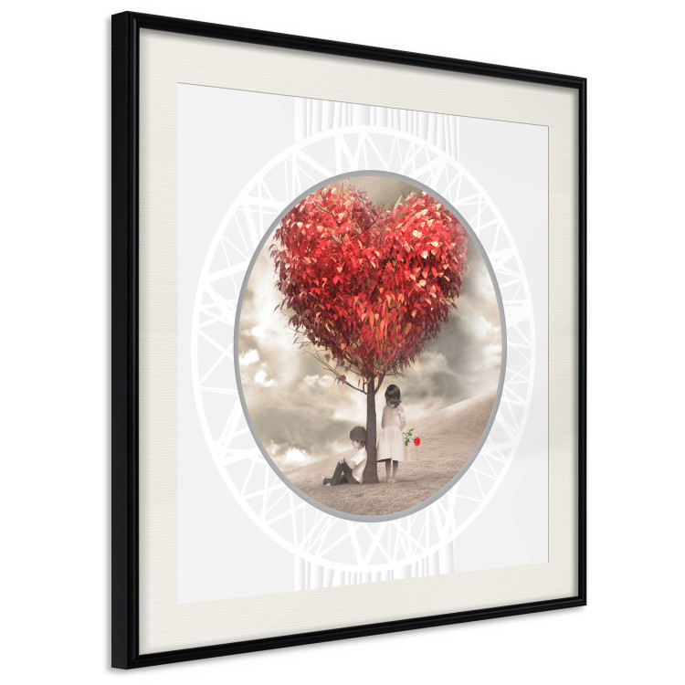 Poster Children under the tree (square) - leaves forming a heart shape 116416 additionalImage 3