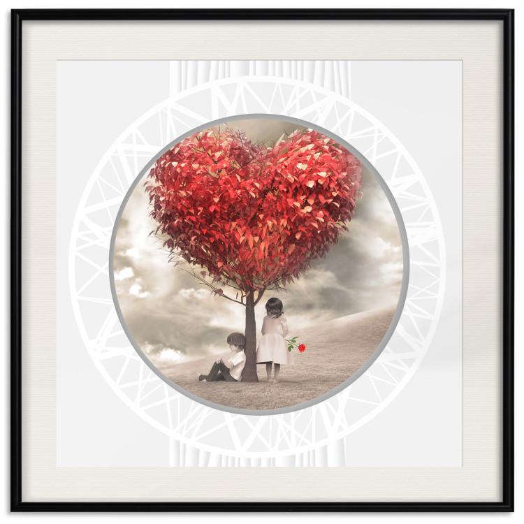 Poster Children under the tree (square) - leaves forming a heart shape 116416 additionalImage 18