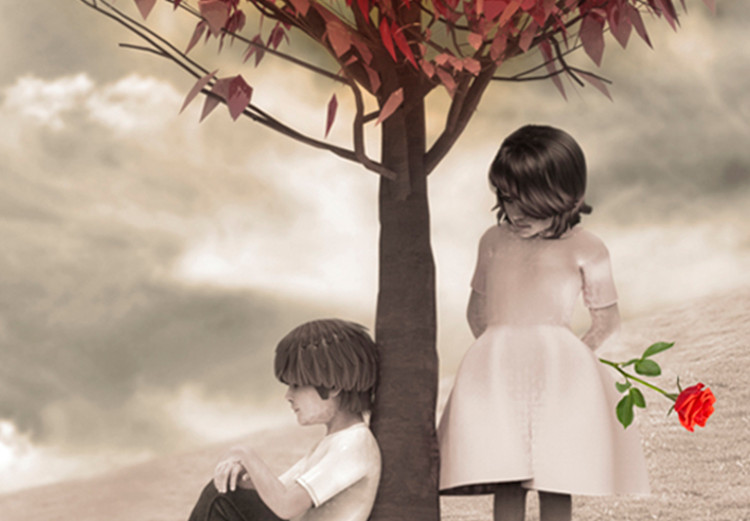 Poster Children under the tree (square) - leaves forming a heart shape 116416 additionalImage 9