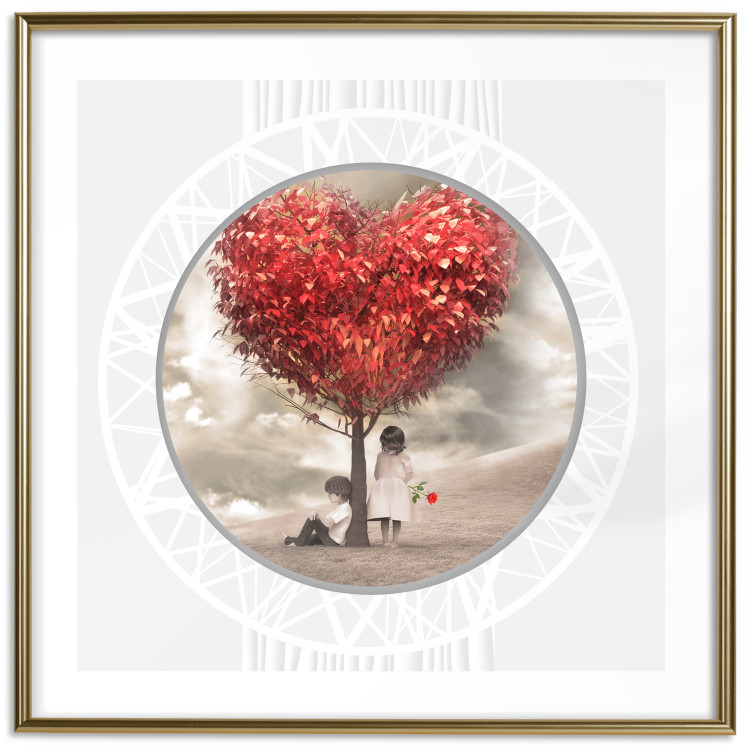 Poster Children under the tree (square) - leaves forming a heart shape 116416 additionalImage 16
