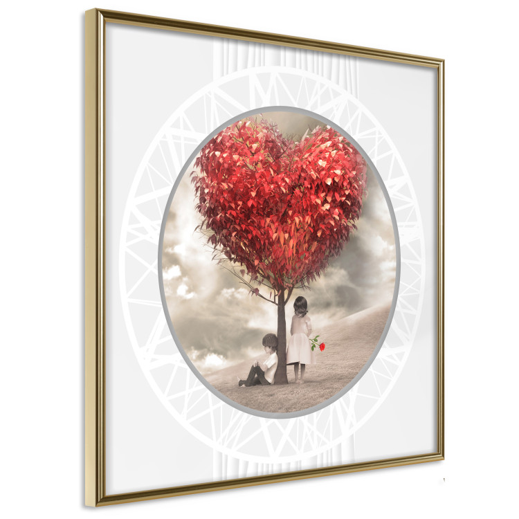 Poster Children under the tree (square) - leaves forming a heart shape 116416 additionalImage 12