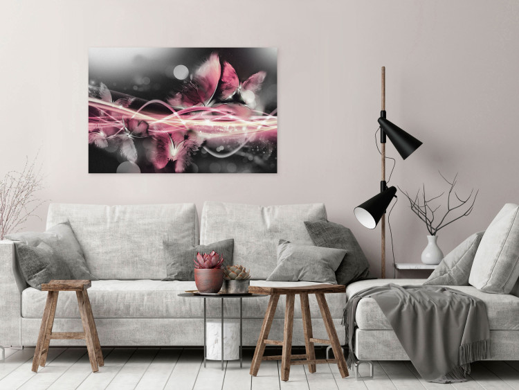 Canvas Pink World of Butterflies (1-part) - Abstraction in Vivid Colors 118416 additionalImage 3