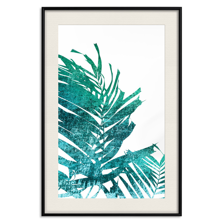 Wall Poster Emerald Palm - green palm tree leaves on a white background 122316 additionalImage 25
